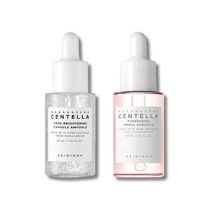 Madagascar Centella Tone Brightening Ampoule + Poremizing Fresh Ampoule Skin1004 30ml Duo Pack