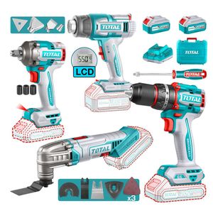 Taladro Percutor 66nm + Llave de Impacto + Pistola de calor + Herramienta Multif. Total TOSLI240969