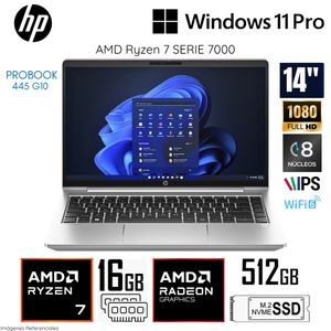 Laptop HP Probook 445 G10 Ryzen 7-7730U 16GB RAM 512GB SSD 14" FHD Win 11 Pro - (9S640LA#ABM)
