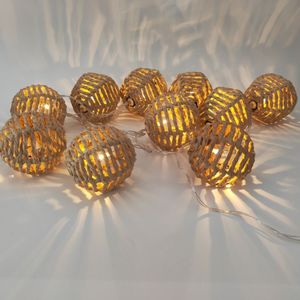 Guirnalda Solar Orange Bamboo 10 Focos Luz Cálida 2m