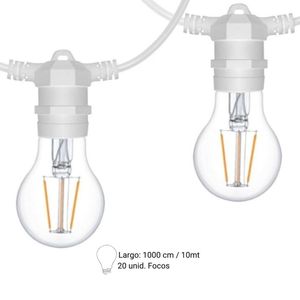 Guirnalda Led Orange Olivia 20 Focos Luz Cálida 10m IP65 Blanco