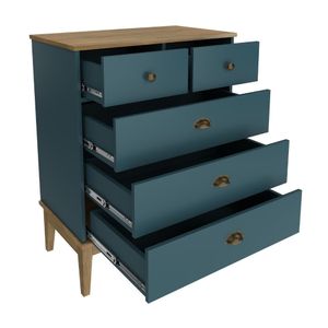 Cómoda Colonial 5 Cajónes MDP Moka/gris 45x60x38cm