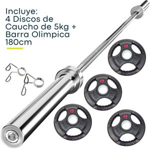 Combo Olímpico Banca Multitrainer Iron Barra Disco