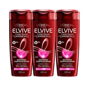 Pack Shampoo ELVIVE Anti-Caída Aminexil Frasco 370ml x 3un