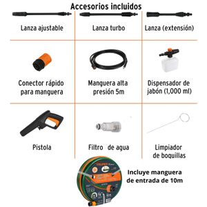 Hidrolavadora portátil Truper 1500 PSI + manguera de 10m