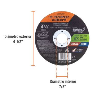 Disco de corte extrafino de meta   4-1/2" x 1 mm, EXPERT Truper