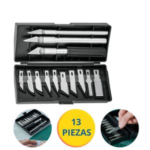 Juego cutter precisión cuchilla exacto tipo bisturí hobby pretul 13pzs