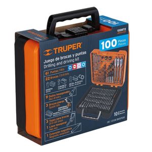 Atornillador inalambrico truper, uego de brocas y puntas 100 piezas