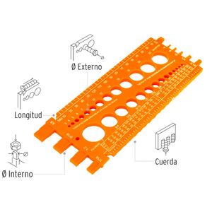 Regla  medidora de tuercas y tornillos , 22 cm, Truper