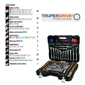 Juego de Herramientas para mecánico 199 Piezas, Truper Drive