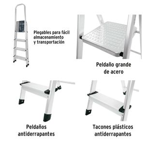 Escalera tijera plegable 4 peldaños, truper