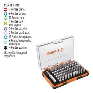 Juego de  puntas mixtas 61 piezas 1" truper