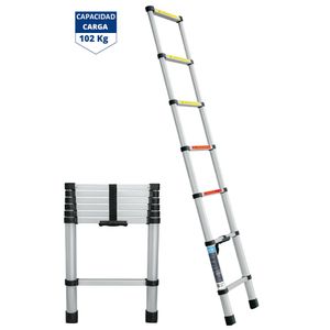 Escalera telescópica 7 peldaños extensión retráctil capacidad 102kg