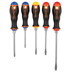 Juego de 5 desarmadores mango confort grip, truper