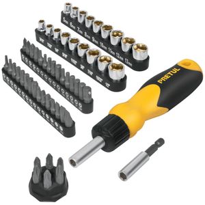 Desarmador con 35 puntas y 18 dados, tipo ratchet pretul