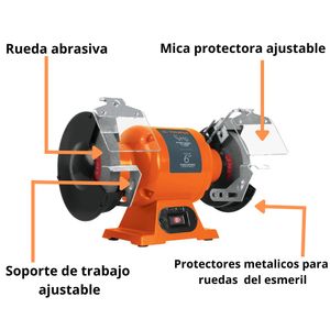 Esmeril amoladora de banco profesional 6", 1/2 HP, 220 V, Truper
