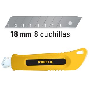 Cutter 18 mm plástico con alma metálica, Pretul
