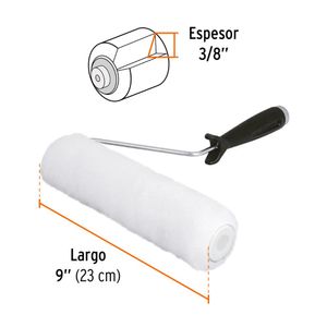 Rodillo para pintar, 9 " x 3 /8 " superficies lisas, Truper