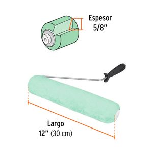 Rodillo para pintar, 12 " x 5 /8 " superficies poco rugosas Truper