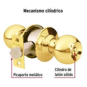 Cerradura de pomo chapa bola dorado pack 3 unidades Hermex - Dormitorio