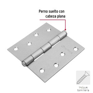 Bisagra cuadrada 4x4 " acero cromo mate Hermex Pack 10 piezas
