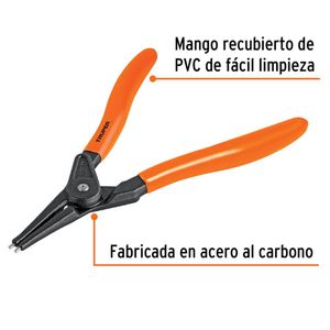 Pinza punta recta 7 para abrir anillos mango de PVC