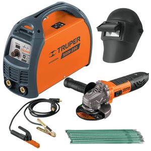 Soldadora inversora 200A  amoladora mascara de soldar electrodos