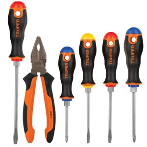 KIT ALICATE UNIVERSAL 8" DIELECTRICO 1000V JUEGO 5 DESARMADORES TRUPER