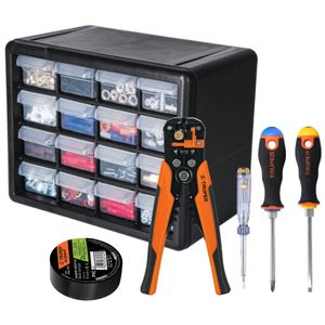 KIT PELACABLE PONCHADOR PROFESIONAL ORGANIZADOR 16 GAVETAS 2DESARMADOR