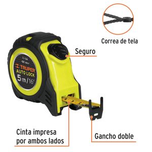 Wincha 5m Flexómetro freno automático contra impactos cinta 19mm