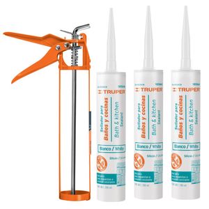 combo Silicona blanca 280 ml, 3 unidades, 1 aplicador de silicona