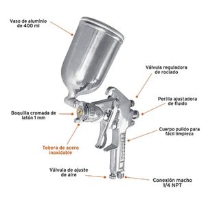 KIT PISTOLA DE AIRE PARA PINTAR PROFESIONAL MANGUERA 5 METROS TRUPER