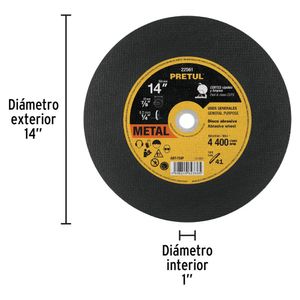 Disco de corte metálico 14"P x 2.8 mm
