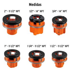 Tarrajas para tubo de 1/2" a 2", Juego de 9 Piezas Truper