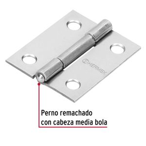 Bisagra rectangular 1-1/2" acero pulido Hermex, Pack 10 piezas