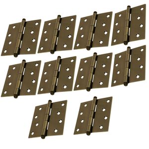 Bisagra cuadrada 4" pulgadas acero latonado, Hermex Pack 10 piezas