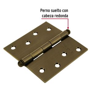 Bisagra cuadrada 4" pulgadas acero latonado, Hermex Pack 10 piezas