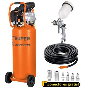 kit Pistola para pintar Compresora de aire 80L manguera Truper expert