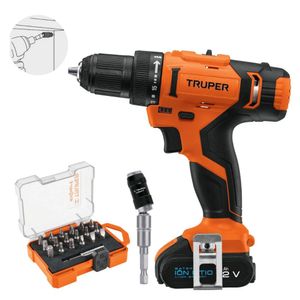 Combo taladro inalámbrico 12V +kit 19 piezas y adaptador magnetico