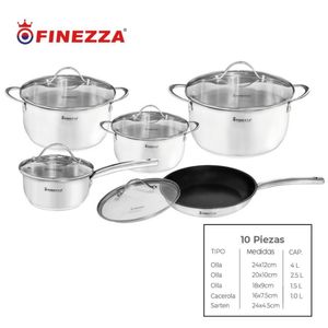 Juego de Ollas Finezza en Acero Inoxidable de 10 Piezas