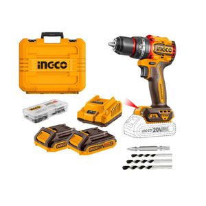 TALADRO PERCUTOR BRUSHLESS 20V+2BAT+CARGADOR+MALETIN+SET DE BROCAS INGCO