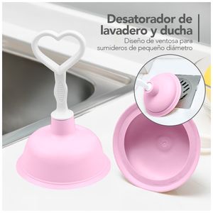 Desatorador para Lavadero de Cocina Baño Rosado J31