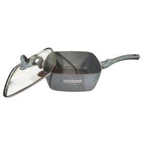 Sartén Cuadrado Romania Antiadherente 28 cm con Tapa de Vidrio Templado Gris