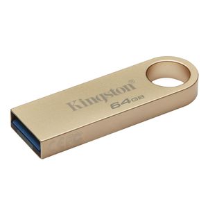 Memoria USB 3.2 Kingston DataTraveler SE9 G3 64GB de capacidad, dorado metálico