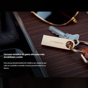 Memoria USB 3.2 Kingston DataTraveler SE9 G3 64GB de capacidad, dorado metálico