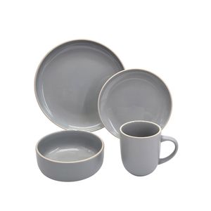 Juego de  Vajilla Matte Gris Cerámica 16 Piezas