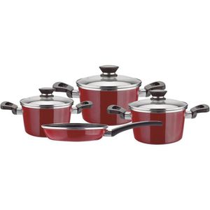 Juego de Ollas Acero Vitrificado 7 piezas Coral Rojo Magefesa