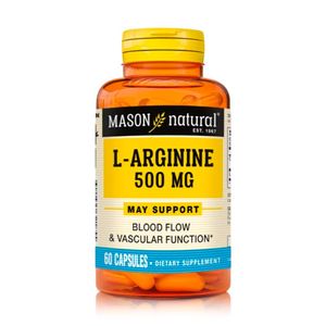 L-arginina 500mg - Crecimiento Muscular - 60 Cápsulas - Mason Natural