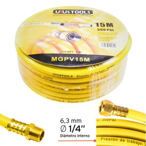 Manguera para compresora de aire 15m  1/4" 300PSI