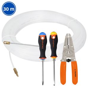 kit wincha pasacable 30M, 2 desarmadores, pelacables, truper